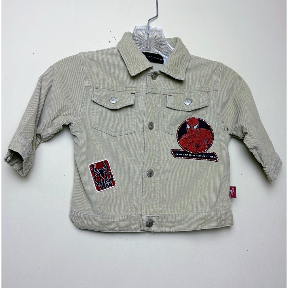 Vintage Spider-man 2 Movie Corduroy Button Down Shirt Jacket‎ Toddler 18 Months